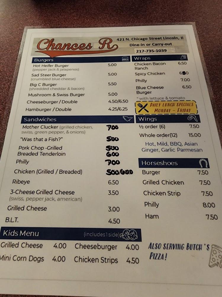 Chances R Menu image 2
